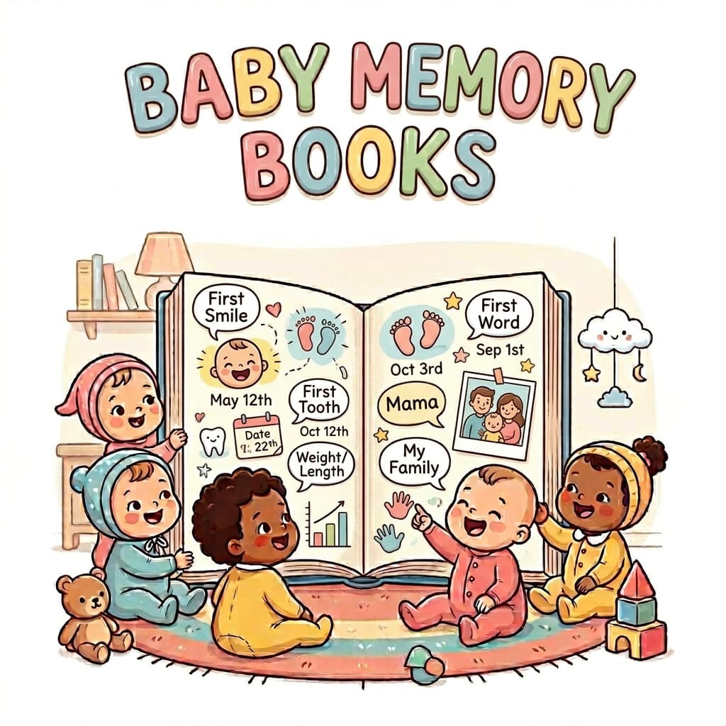 Baby memory books and keepsake journals