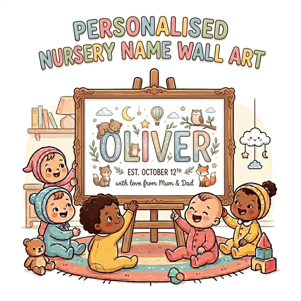 Personalised nursery name wall art prints